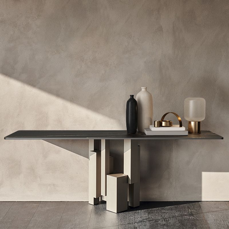 15" Wide Stone Contemporary Console Table Black Rectangle Sofa Table