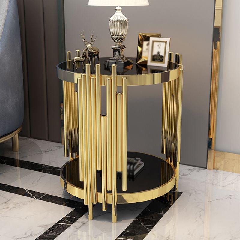 Marble/glass Round Coffee Table with Three Legs for Living Room