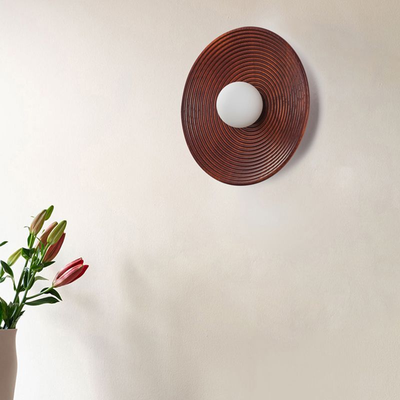 Modern Simple Wooden Wall Light Circle Shape Wall Lamp for Living Room