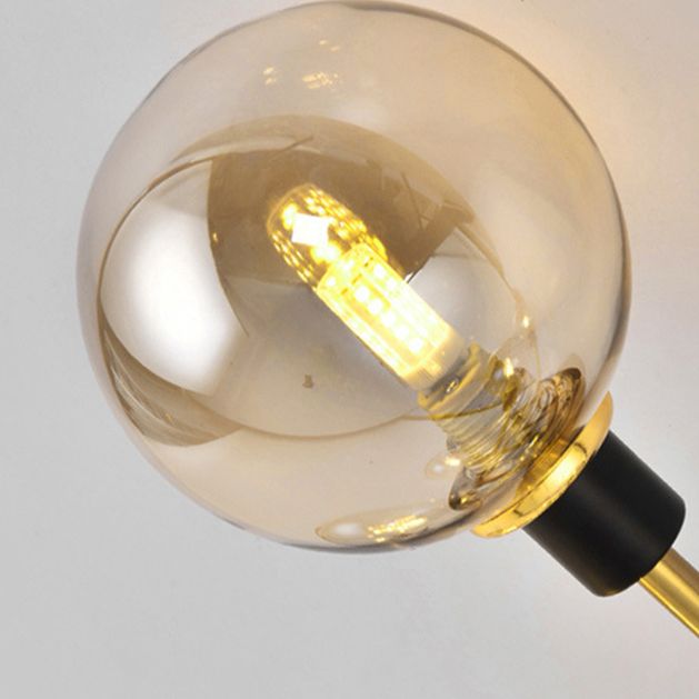 Luz de techo de globo de vidrio transparente de 5 luces Fixtura de iluminación de estilo posmoderno para dormitorio