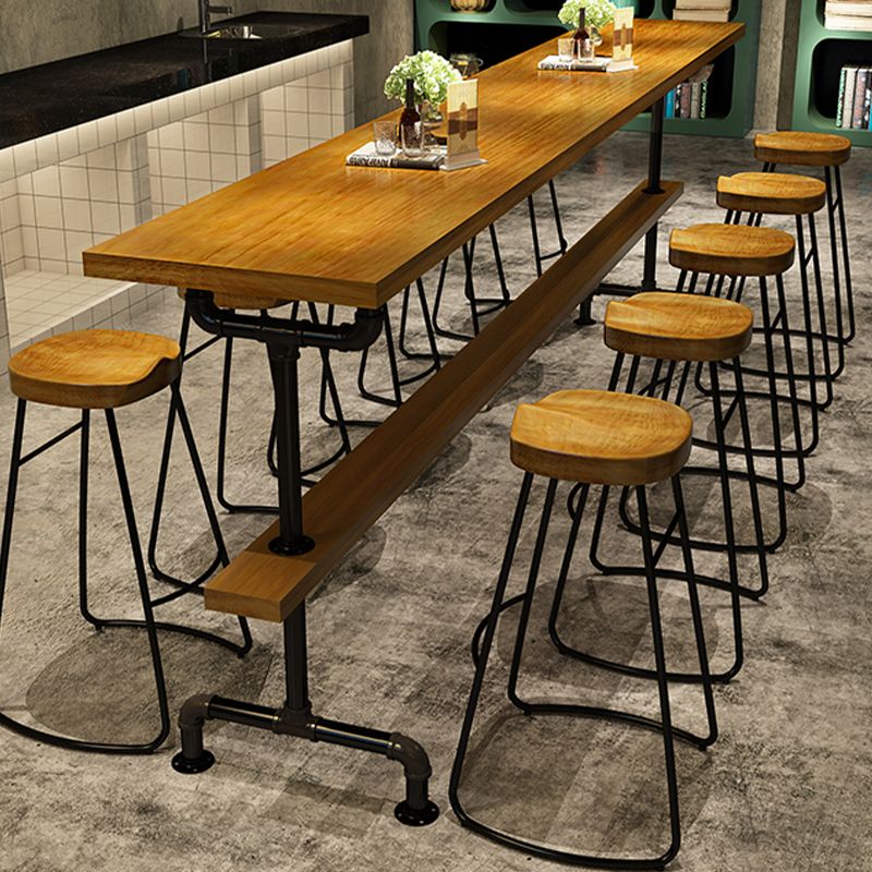 Industrial Bar Height Pub Table Iron Frame Counter Height Dining Table
