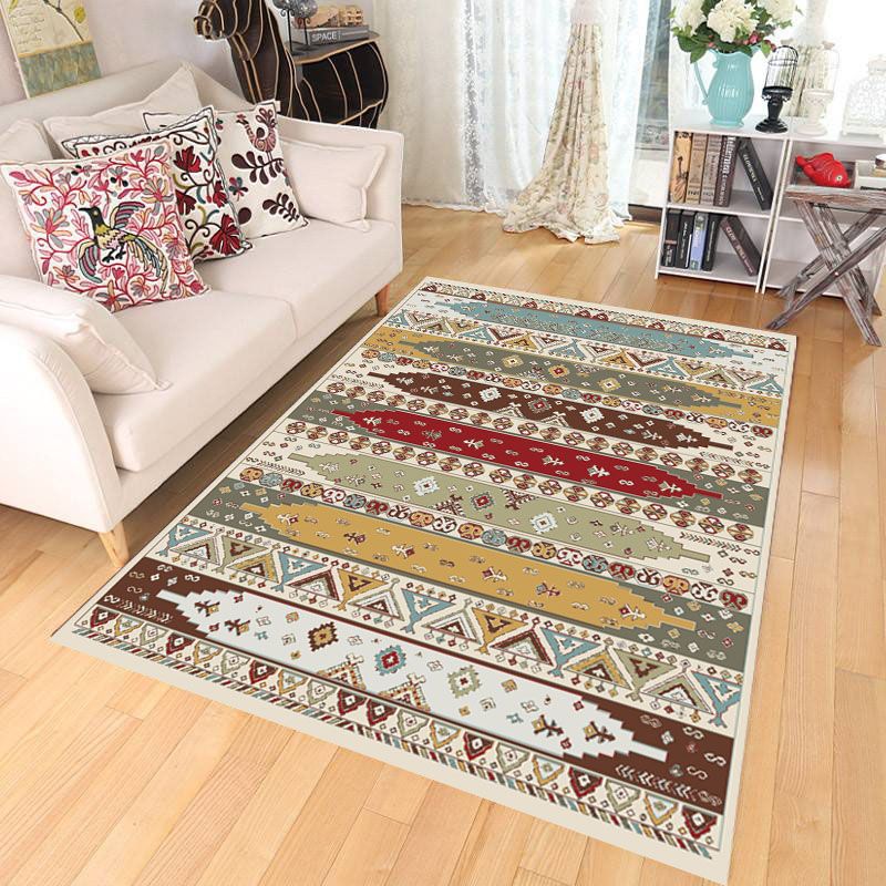 Boho Parlor Tapijt Multi-kleuren geometrisch geprint gebied Tapijt Synthetisch Synthetisch Non-slip Pet Vriendelijk Gemakkelijke verzorging Binnen Tapijt