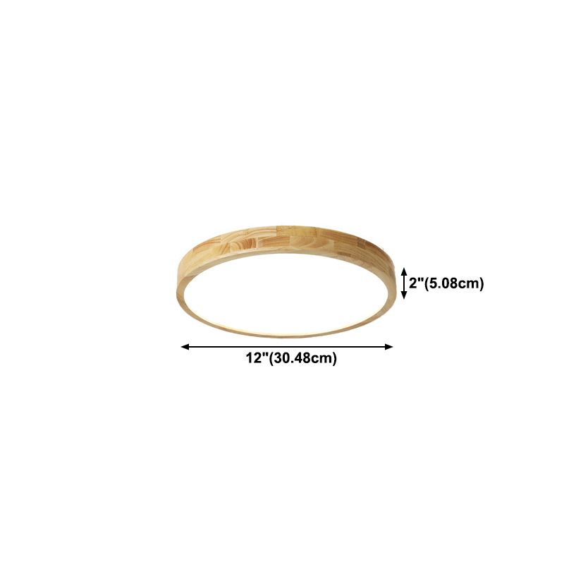 Japanese Style Geometric Ceiling Light Wood LED Flush Mount Light for Living Room