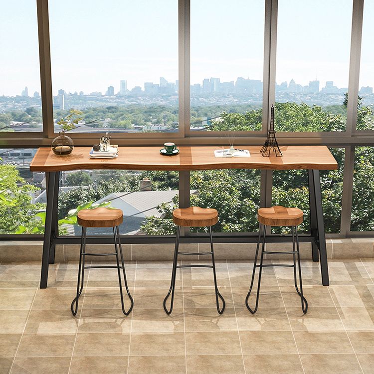 Solid Wood Bar Table Set Industrial 1/2/4 Pieces Metal Counter Set for Home Use