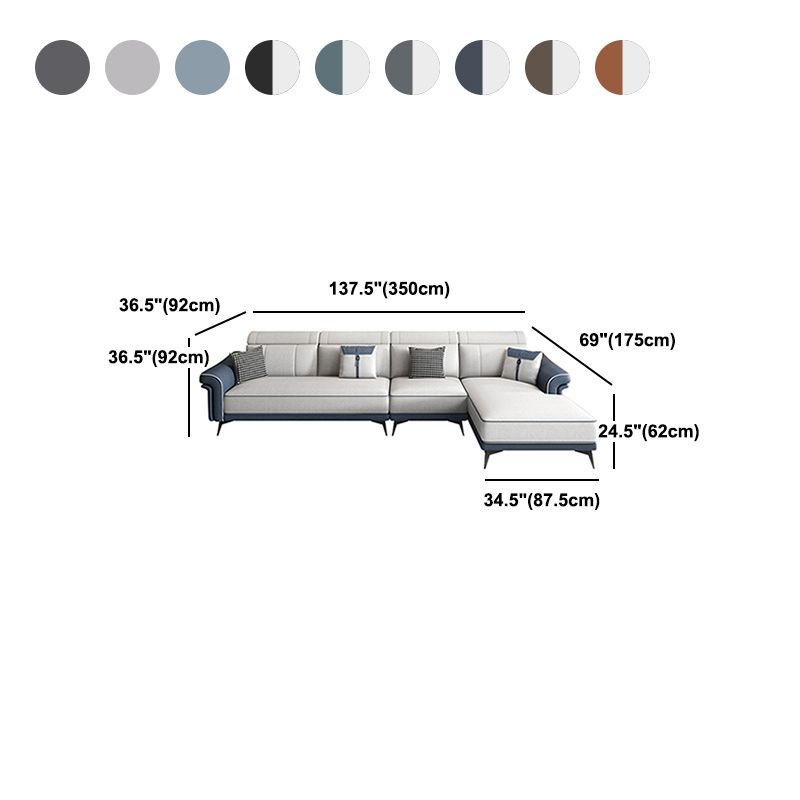 Faux Leather 4-Seater Sectional with Flared Arms and Storage for Living Room