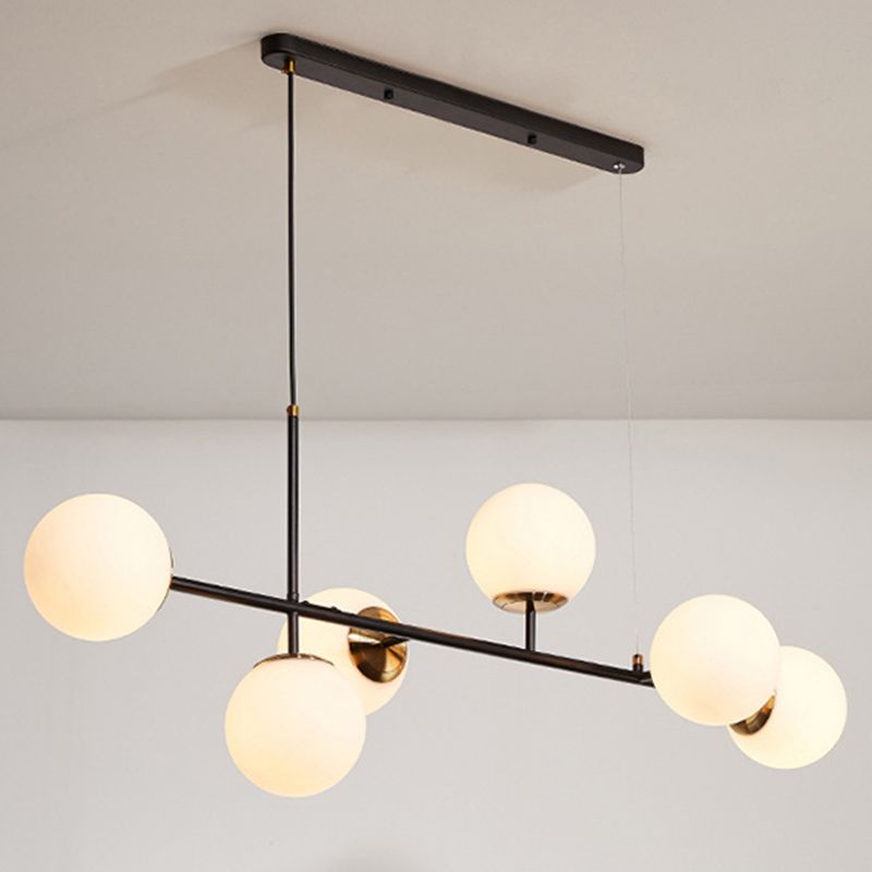 Modern Island Light Multi Lights Island Hanging Light with Glass Shade for Living Room