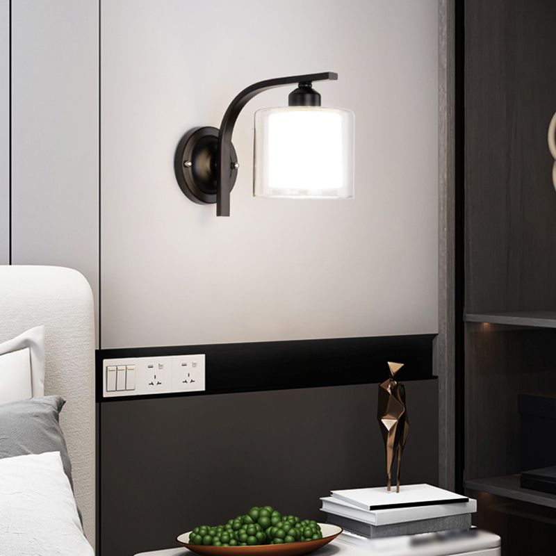 Hedendaagse stijl cilinder wand gemonteerd lichtglas 1 licht wandlamp barmonus