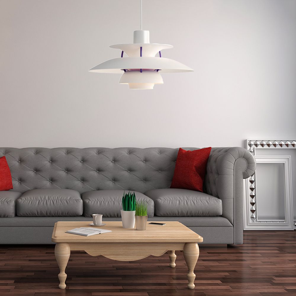 3 Layers Pendant Light with Flared Shade Macaron Style Aluminum 1 Light Black/Gray Hanging Lamp, 12"/16" Wide