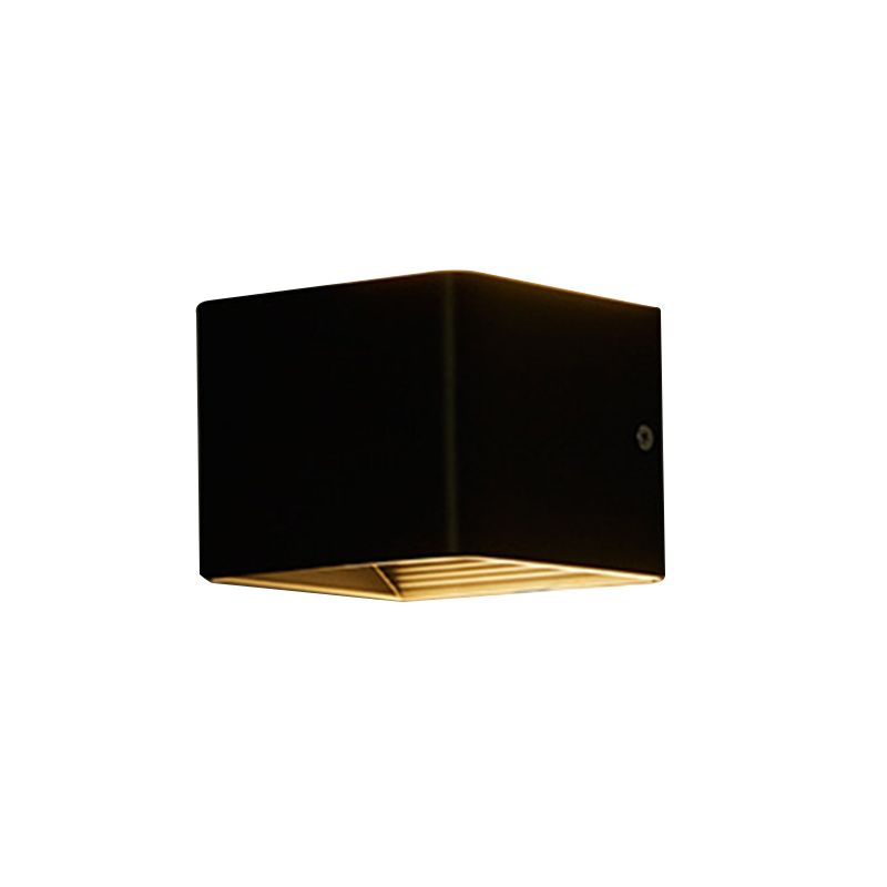 Square Wall Light Fixture Modern Metal 1 Light in Black/White