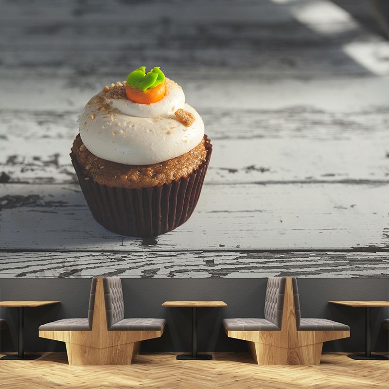 Tasty Dessert Mural Wallpaper with Muffin Pattern Contemporary Restaurant Wall Mural