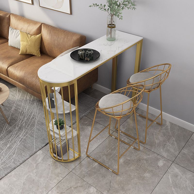 Stone Top Bar Table Set 1/2/3 Pieces Glam Storage Counter Height Set for Living Room