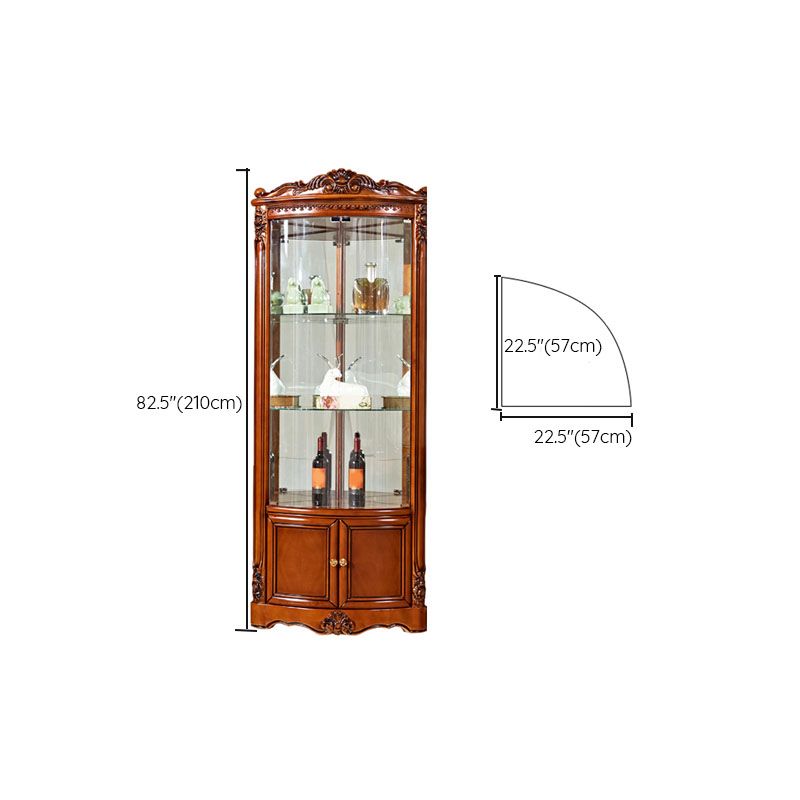 Glass Paned Solid Wood Rustic Knobs Accent Cabinet with Doors