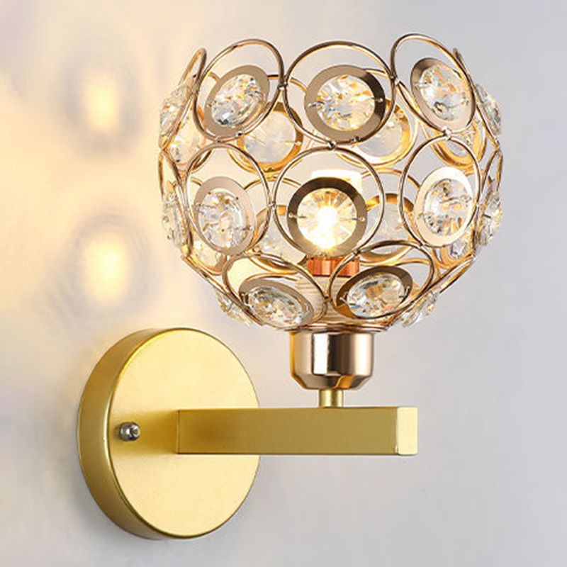 Hollowed-out Crystal Wall Sconce Minimalist 1-Light Wall Lighting for Foyer