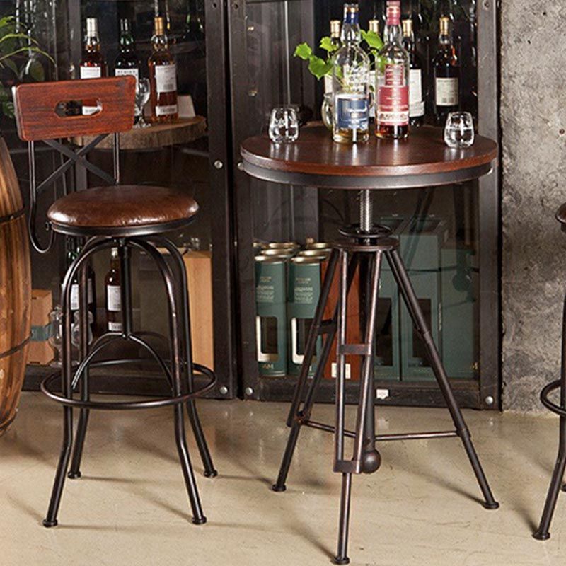 Industrial Round Bar Table Set 1/2 Pieces Solid Wood Bar Table Set for Indoor