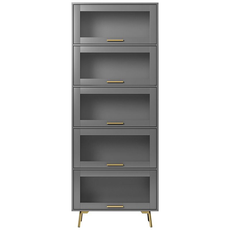 Modern Style Bookcase Closed Back Bookshelf with Door for Home Office