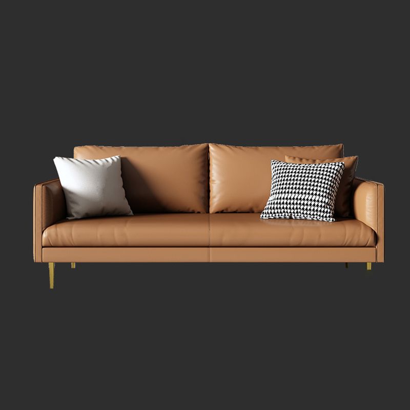 Leather Modern Sofa 33"W  Square Arm Loose Back Sofa for Living Room