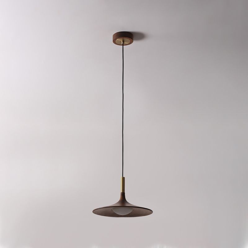 Modern Hanging Light Wooden Shade Pendent Light Fixture for Sitting Room