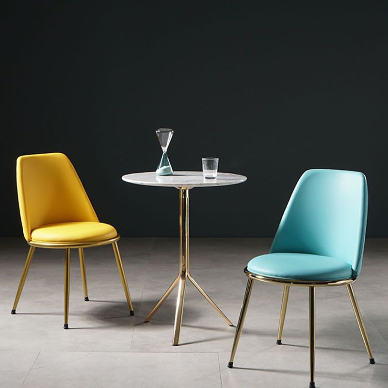 Sillas de comedor de estilo nórdico, silla sin brazos de cocina con patas de metal