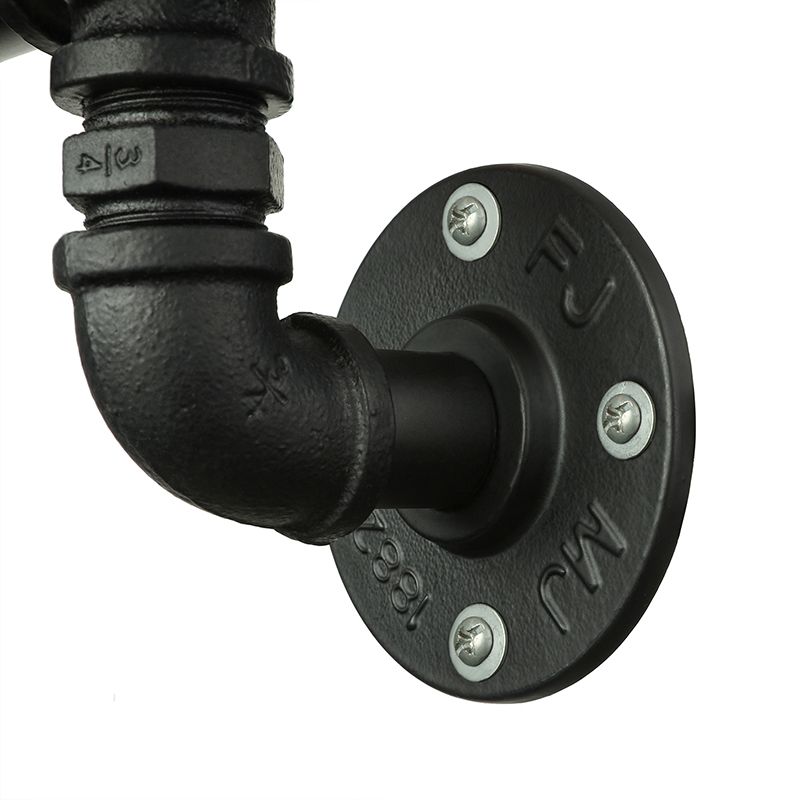 2/3 Lights Wall Mount Light with Pipe and Gauge Metal Steampunk Restaurant Wall Lighting in Black