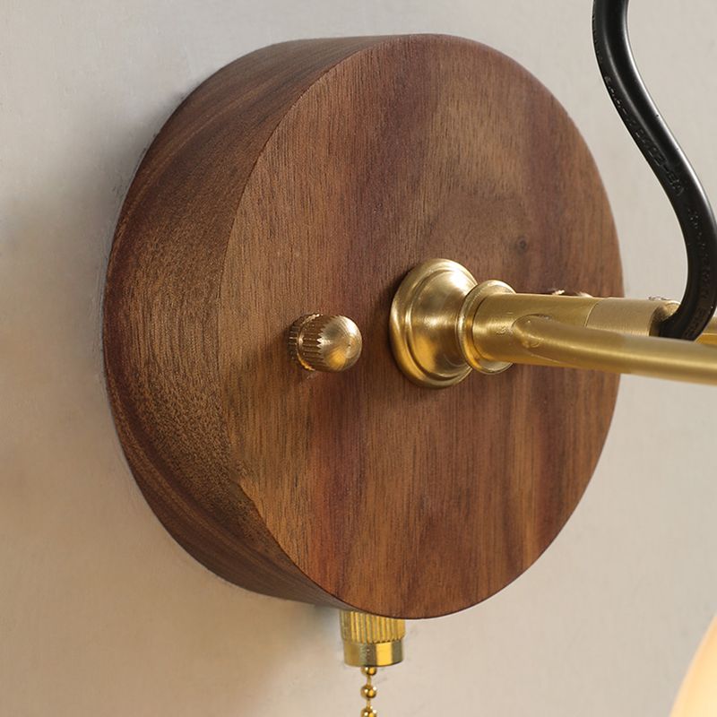 1-Light Simple Wall Lamp Modern Wall Mount Lamp with Glass Shade for Bedroom