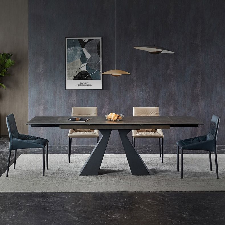 Mesa de comedor estándar negra industrial, mesa de comedor rectangular de piedra sinterizada para cocina