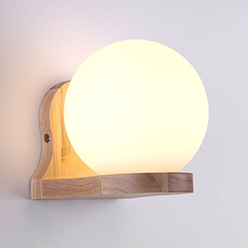 Japanese Style Wall Light Fixture Solid Wood Geometric Wall Sconce for Bedroom