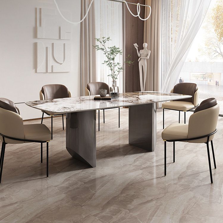 Modern Sintered Stone Top Dining Set Rectangle 1/2/5/6/7 Pieces Dining Room Table Set