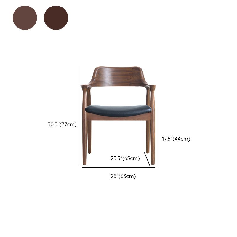 Modern Armrest Backrest Cushion Chair with Wood Legs for Dining Room