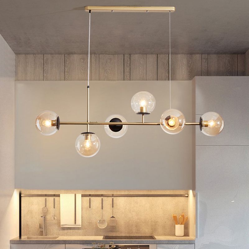 Minimalist-Style Orb Island Lighting Fixture Glass Dinning Room Island Pendant Light