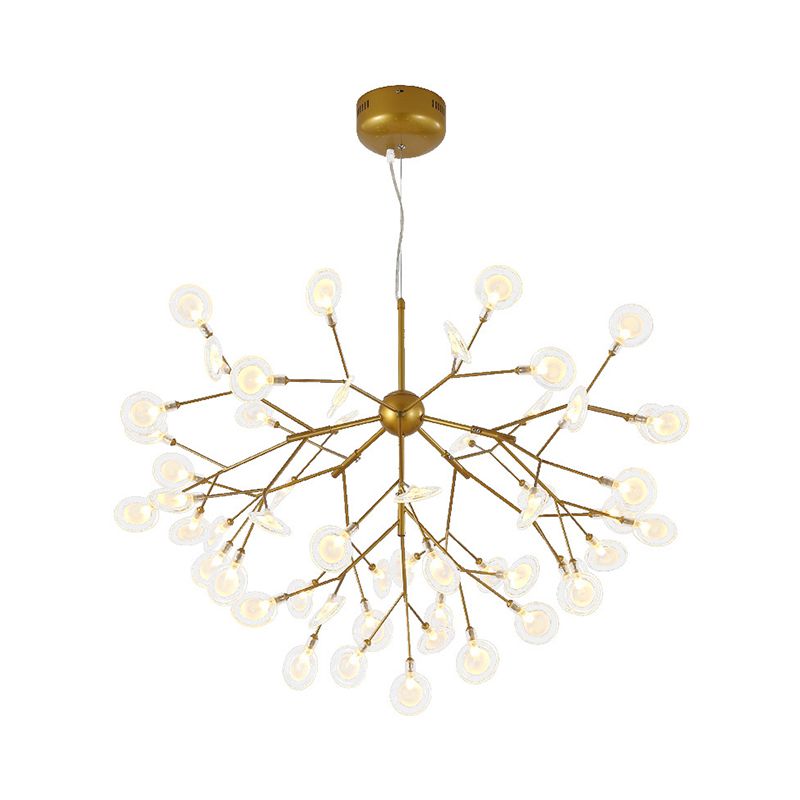 Simplicity Leaf Chandelier Lamp Acrylic Living Room LED Drop Pendant with Branch-Like Wireframe