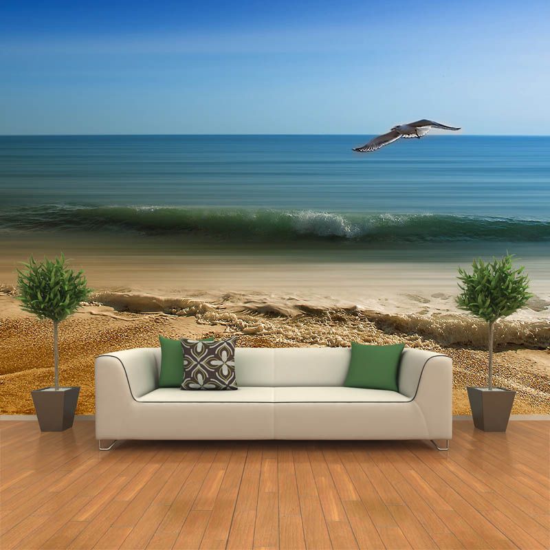 Photography Mildew Resistant Environmental Wall Mural Sea Printed Tropical