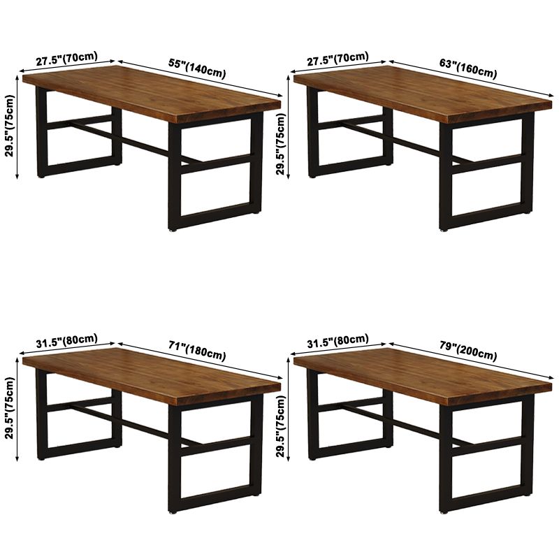 Mesa de comedor de madera sólida industrial mesa de comedor de base de caballete para el hogar