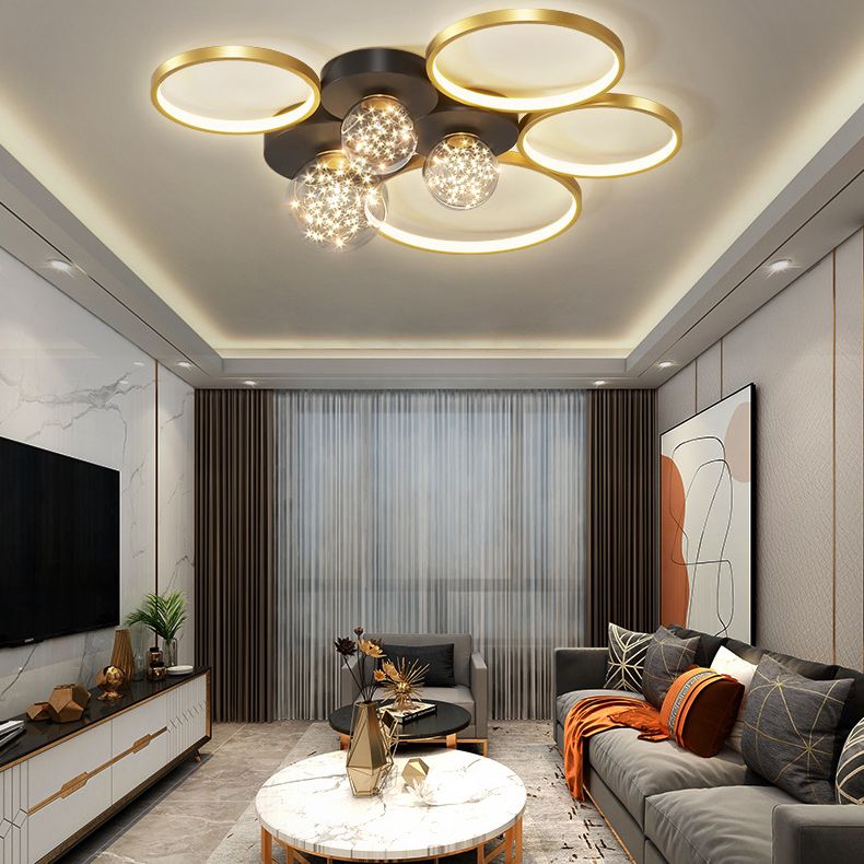 Moderne plafondlamp LED-cirkellicht Zwart Creatief foyerslaapkamerlicht