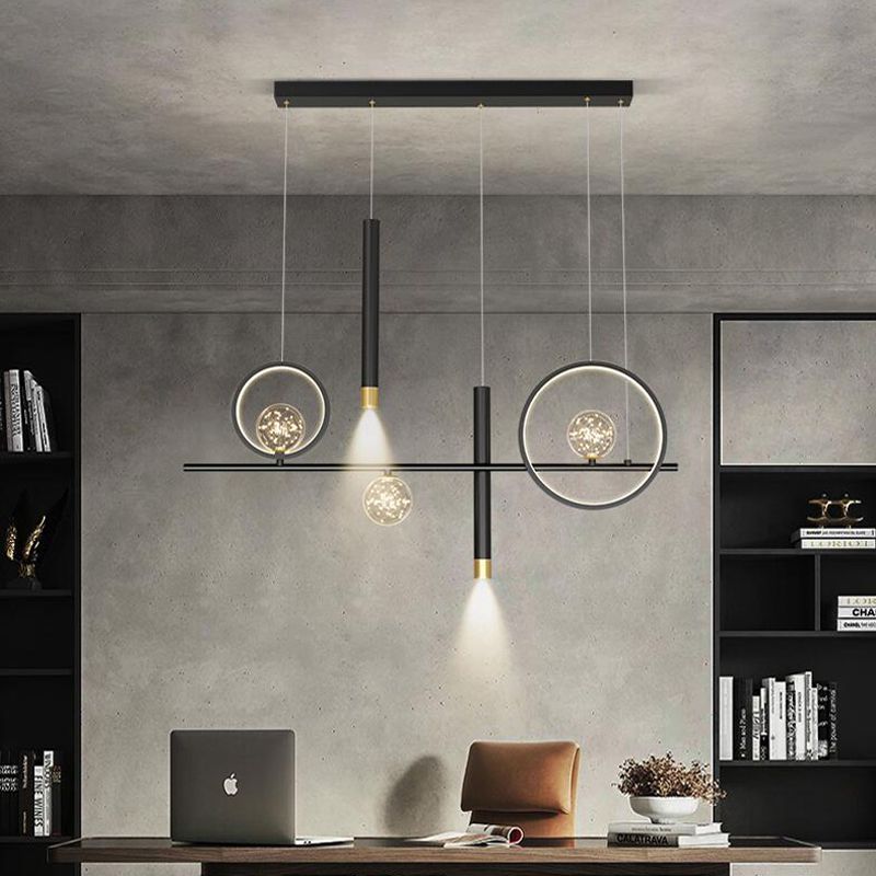 Modern Minimalist Minimalist Linear Isola Luci Luci in metallo Pla lampadario per soggiorno