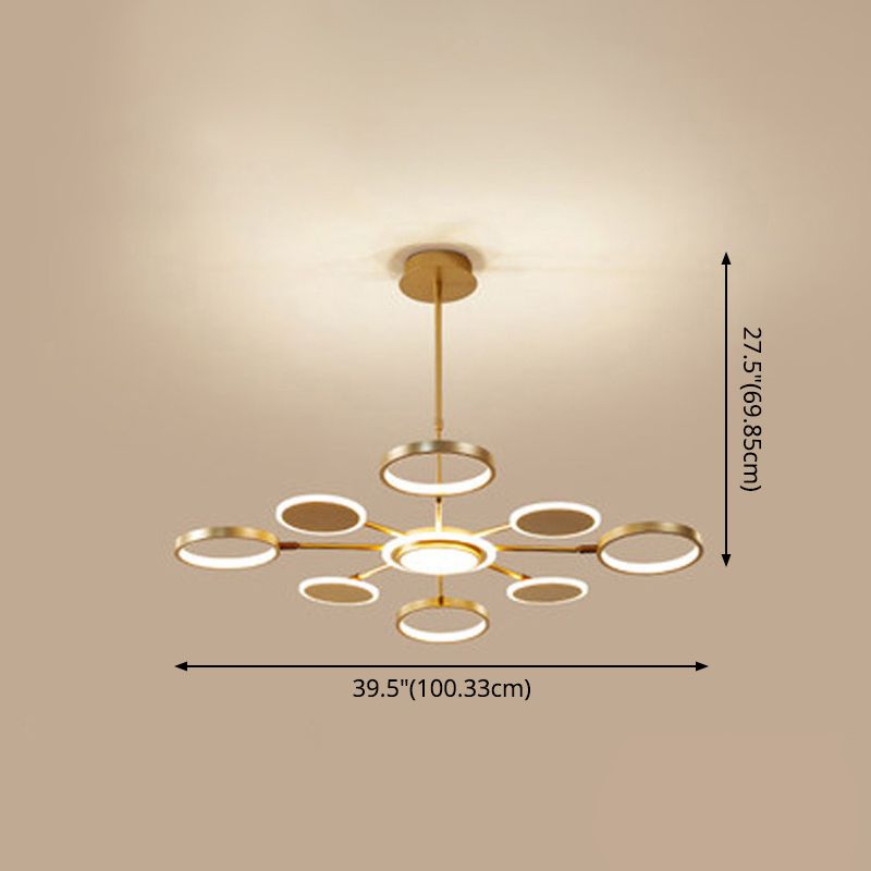 Circle LED Ceiling Chandelier Modern Metal Ceiling Hung Fixtures with Hanging Cord for Living Room