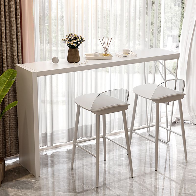 Modern White Bistro Bar Table Rectangle Solid Wood Bar Table for Home