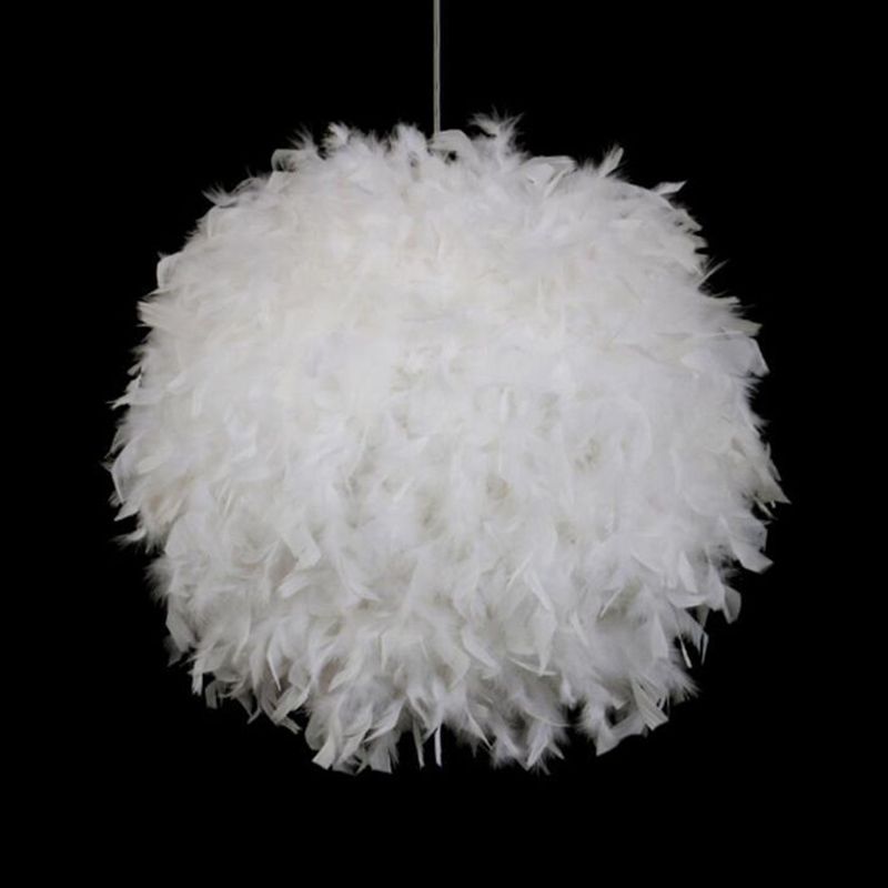Feather Shaded Suspension Pendant Minimalist 1 Head White Hanging Lamp for Dining Room