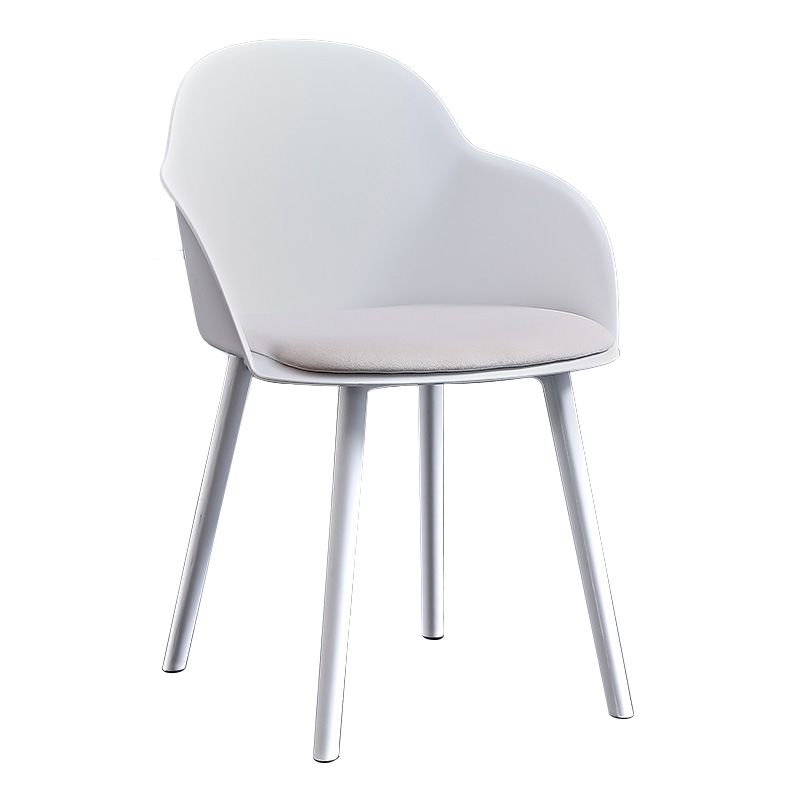 Contemporary Plastic Restaurant Arm Chair Matte Finish Solid Back Dining Chair (Set of 4)