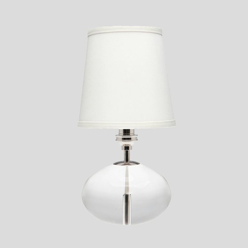 Luz de la mesa de tela oblonga Simplicidad Clear Crystal 1 cabeza Lámpara de escritorio pequeña en blanco