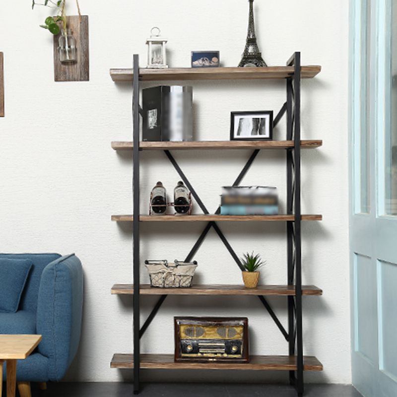 Industrial Style Etagere Bookshelf Open Shelf Bookcase with Rectangular Shelves