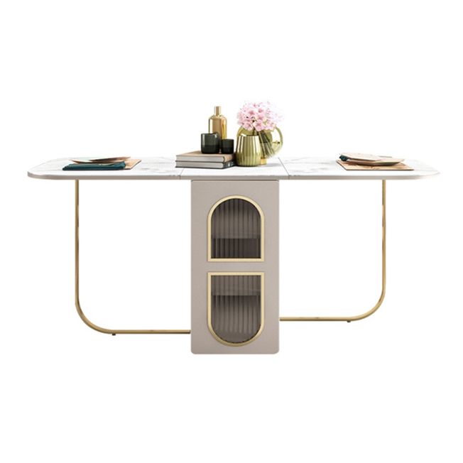 Moderne stijl rechthoekige 63 "eettafel Gesinterde stenen eettafel met druppelblad voor thuis