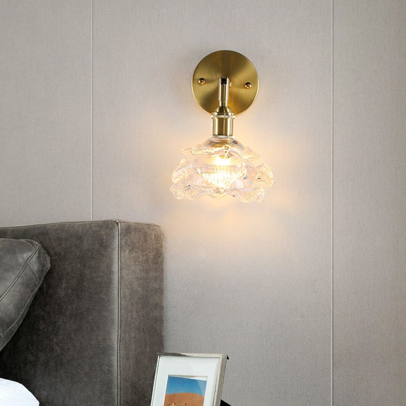 Glass Flower Wall Sconce Lighting Industrial Style 1 Light Wall Lamps