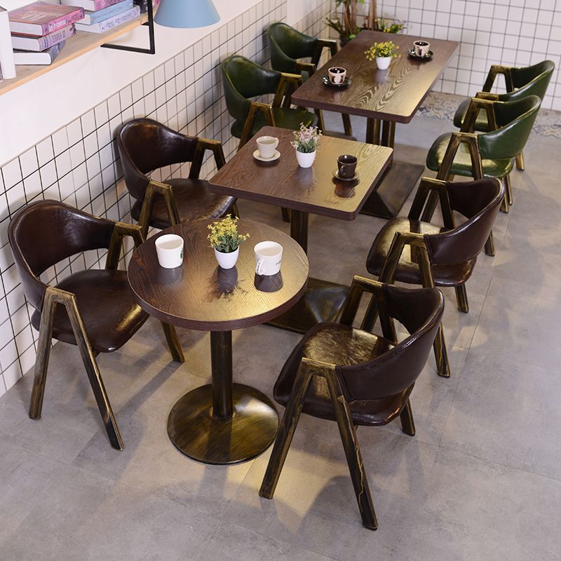 Industrial Wooden Dinner Room Kitchen Table Brown Table with Metal Base for Dining Room
