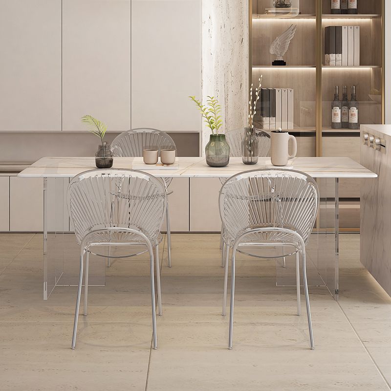 Modern Table in White for Restaurant Rectangle Table with Acrylic Base