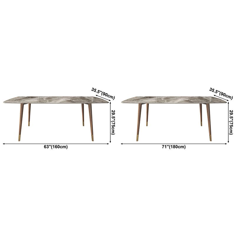 Mesa de comedor de piedra sinterizada estilo simplicidad Casa Mesa de forma rectangular con base de madera de cenizas