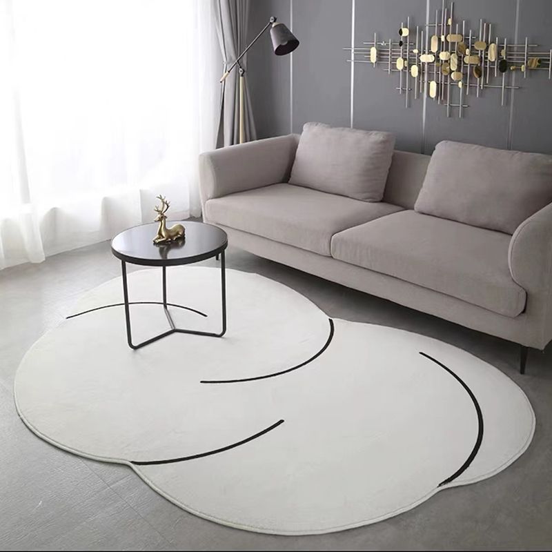 White Casual Rug Polyester Clouds Rug Non-Slip Backing Rug for Drawing Room