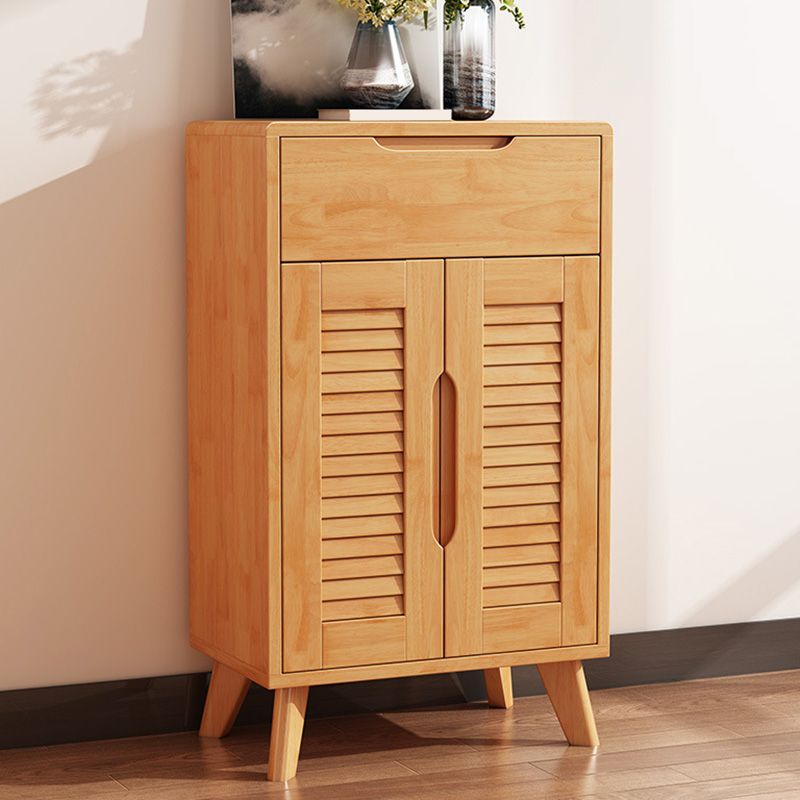 Door and Drawer Accent Cabinet Wood Cabinet in Brown/Natural