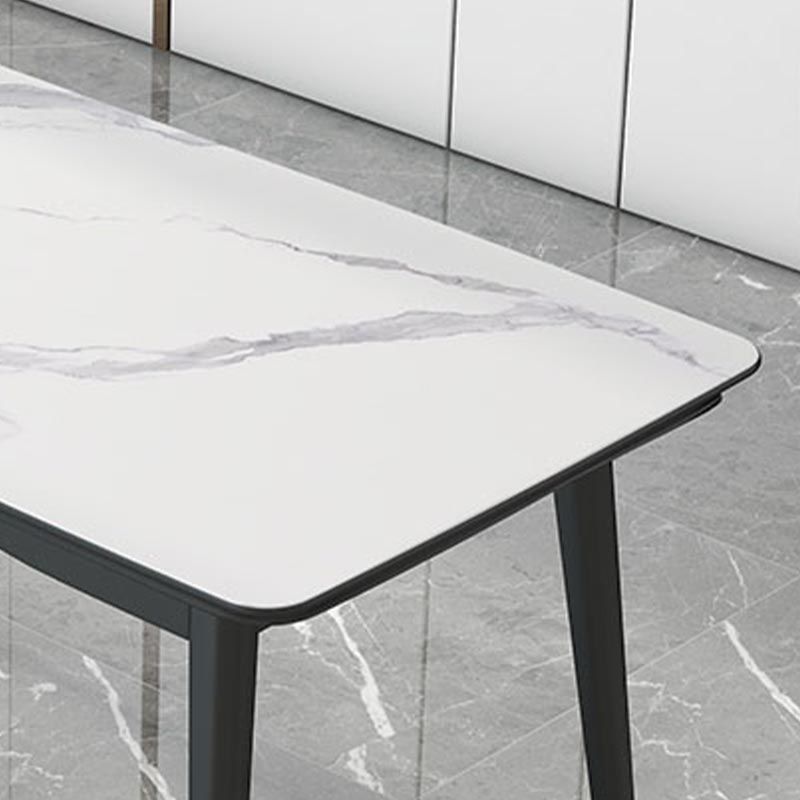 Rectangular Sintered Stone Dining Table Luxury 4 Legs Furniture in Matte Finish for Home
