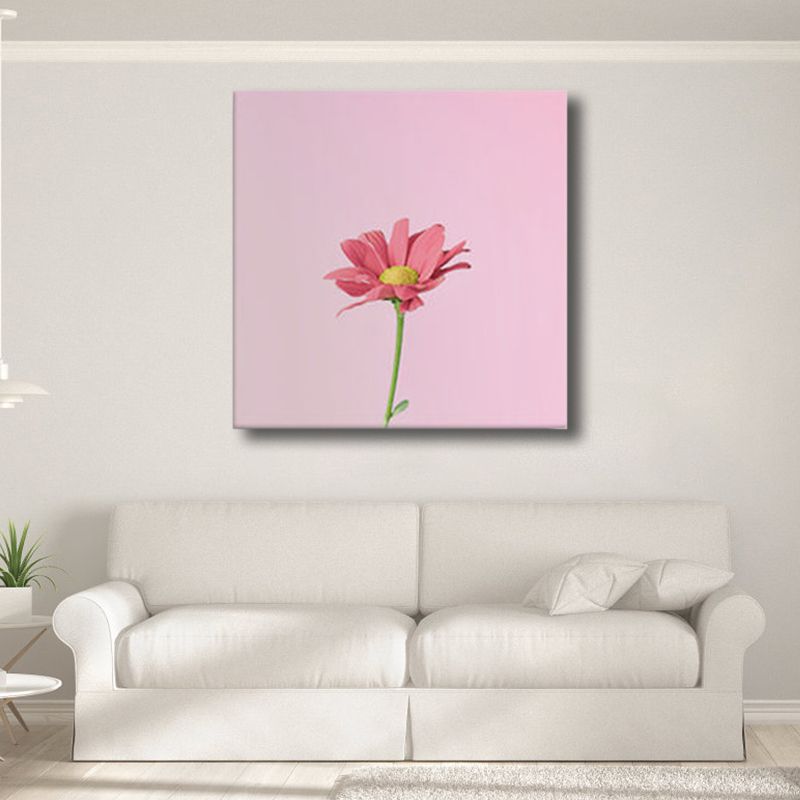 Floral Design Art Print Contemporary Style Canvas Textured Painting in Soft Color