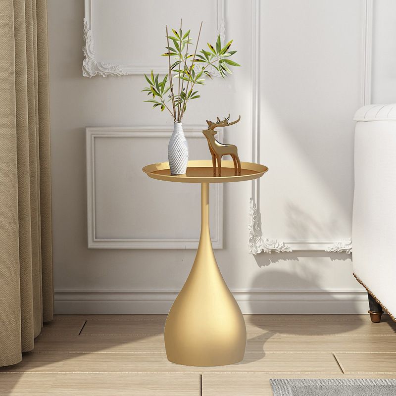 Round Side Table with Metal Pedestal Modernism Tray Top Side Table